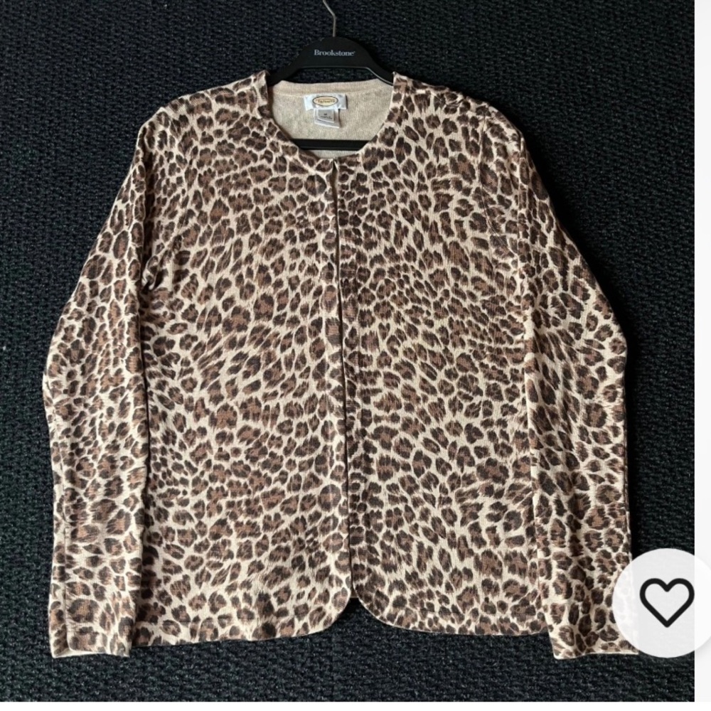 TALBOTS Leopard Print Silk-Cashmere Open Cardigan in Brown and Cream MP
NWOT